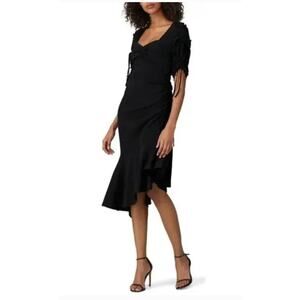 Rodarte x Universal Standard Black Ruched Asymmetrical Hem Dress Size 10-12 NWT